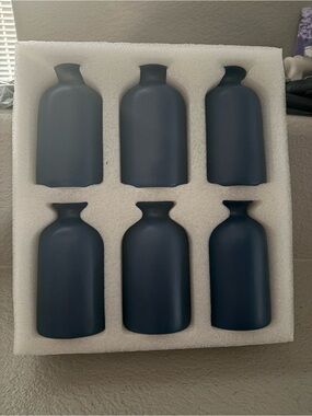 Set of 6 Mini Blue Vases